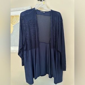Catherine’s Navy Velvet Cardigan/Cover Up - Size 4X
